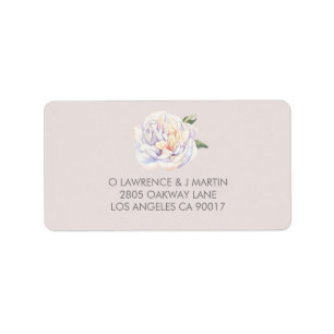 Peony Floral Watercolor Mauve Label