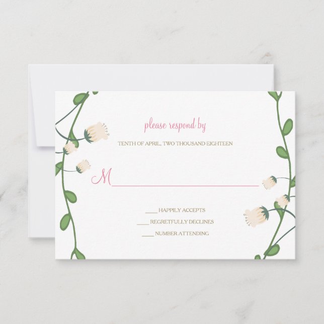 Peony Floral Wedding Carte RSVP (Devant)