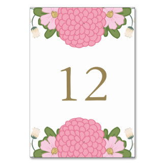 Peony Floral Wedding Table Number Cards
