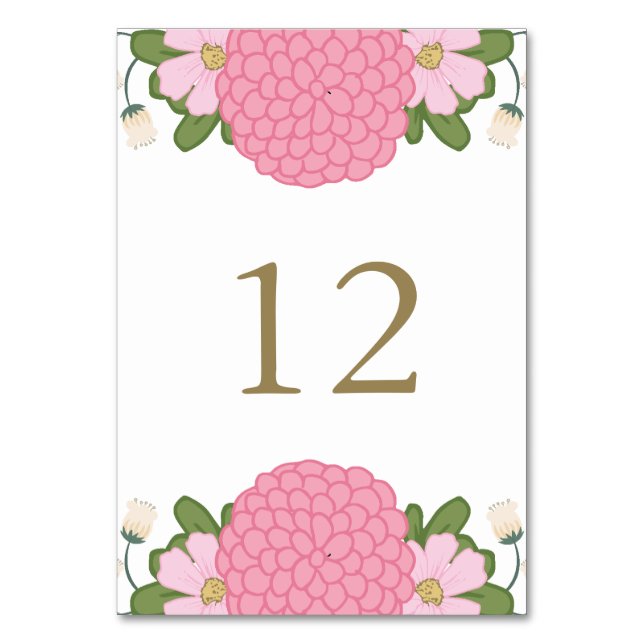 Peony Floral Wedding Table Number Cards (Front)