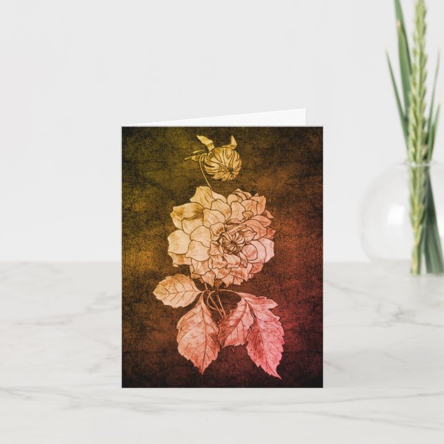 Peony Flower Art Customizable Note Thank You Card (Front)