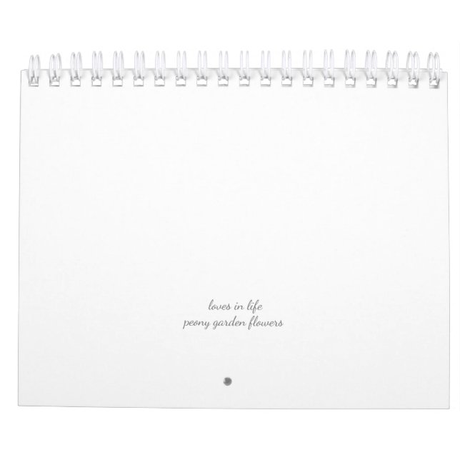 Peony Flower Calendar (Back)