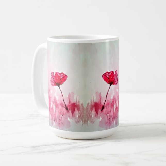 Peony flower coffee mug (Front Left)