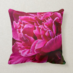 Peony Flower Deep Pink Throw Pillow 16" x 16"