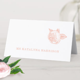 Peony Flower Elegant Wedding Place Card