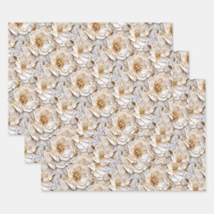 Peony flower floral pattern wedding anniversary wrapping paper sheet
