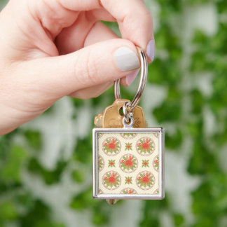 Peony flower pattern keychain