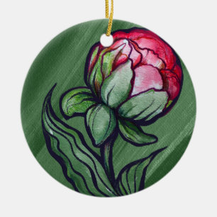 Peony Flower Peonies Gardener art Pink Ceramic Ornament