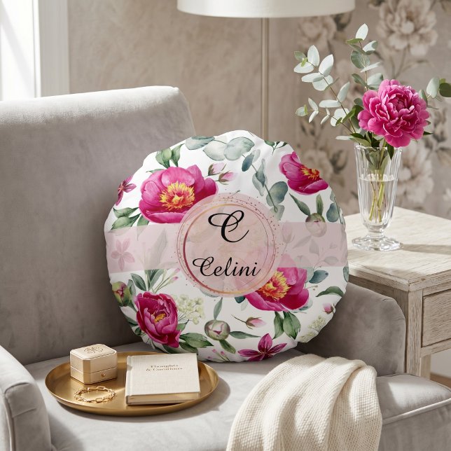 Peony flower seamless pattern Throw Pillow (Peony flower seamless pattern Throw Pillow)