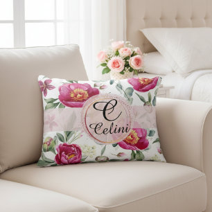 Peony flower seamless pattern Throw Pillow