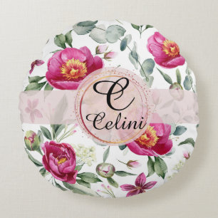 Peony flower seamless pattern Throw Pillow