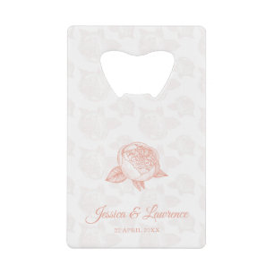 Peony Flower Wedding Gift Favour Credit Card Bottle Opener