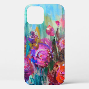 Peony flowering shrub, modern paintings, oil on ca iPhone 12 case