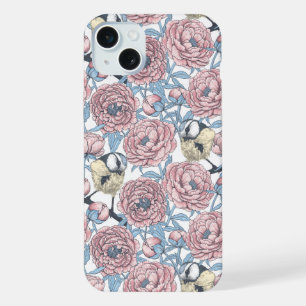Peony flowers and birds Case-Mate iPhone case