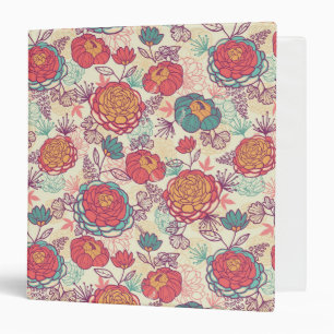 Peony flowers and leaves pattern binder