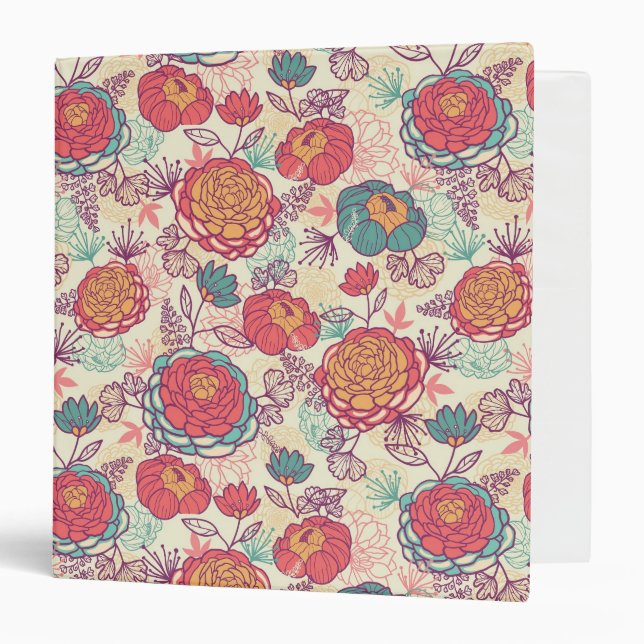 Peony flowers and leaves pattern binder (Front/Inside)