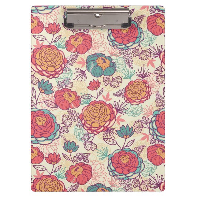 Peony flowers and leaves pattern clipboard (Front)