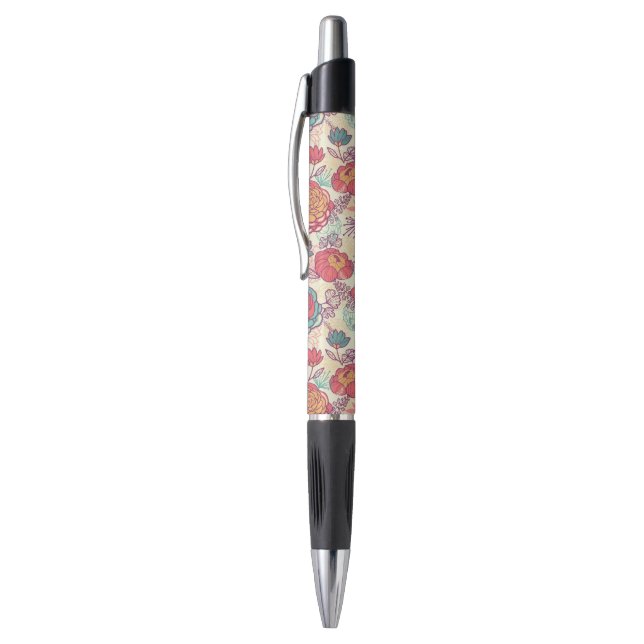 Peony flowers and leaves pattern pen (Top (Vertical))