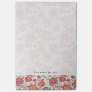 Peony flowers and leaves pattern post-it notes