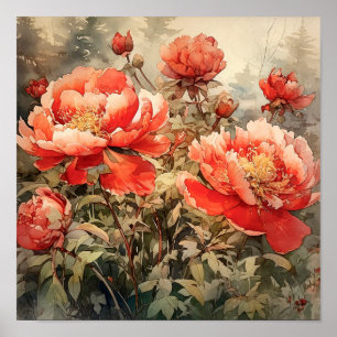 Peony Flowers Art Print 