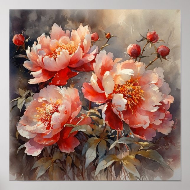 Peony Flowers Art Print  (Front)