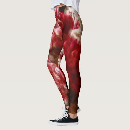 Peony Flowers Close-up Sketch Leggings
