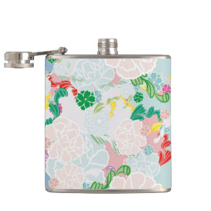 Peony Flowers Hip Flask