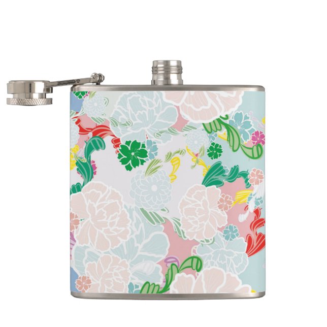 Peony Flowers Hip Flask (Opened)