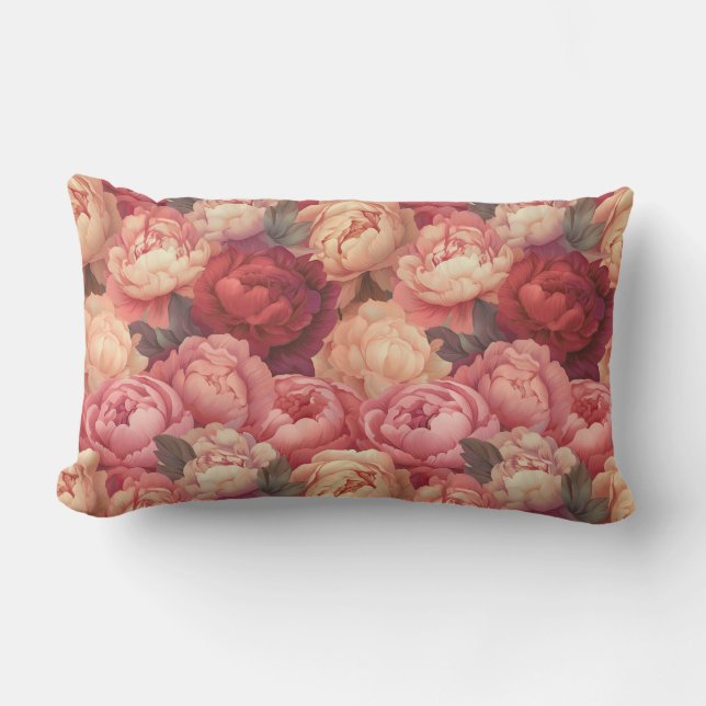 Peony Flowers Outdoor Pillow (Front)