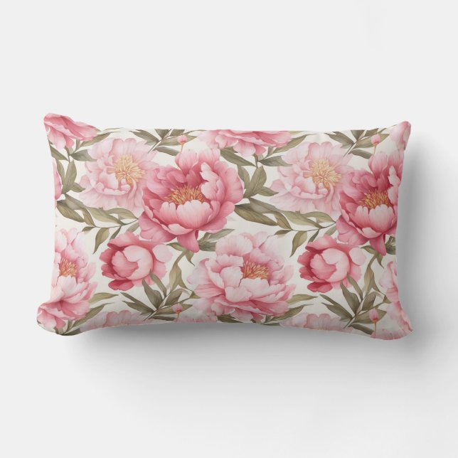 Peony Flowers Outdoor Pillow (Front)
