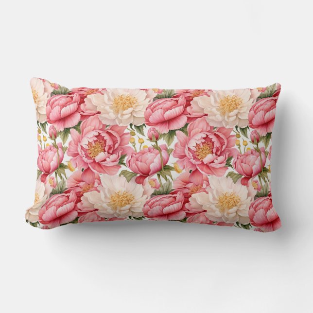 Peony Flowers Pillow (Front)