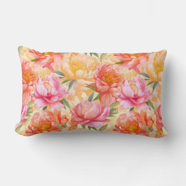 Peony Flowers Pillow (Front)