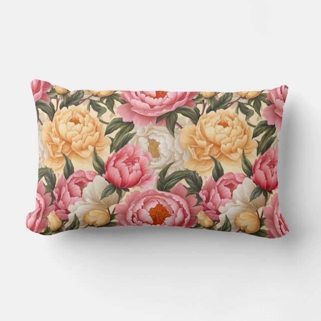 Peony Flowers Pillow (Front)