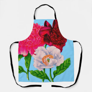 peony flowers print apron