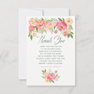 Peony flowers Spring Baby Shower Thank You Card