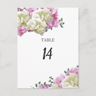 Peony Flowers Table Seating Number Card