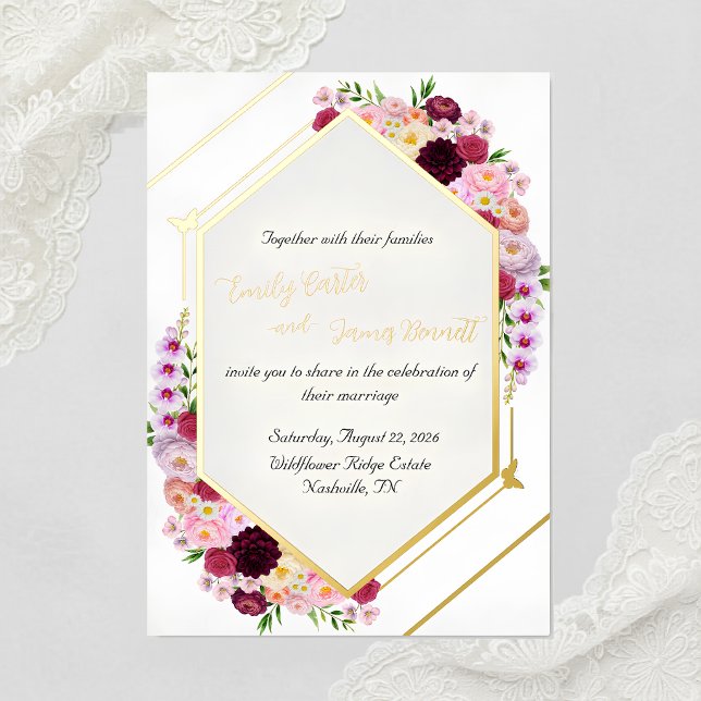 Peony Foil Wedding Invite  (Creator Uploaded)