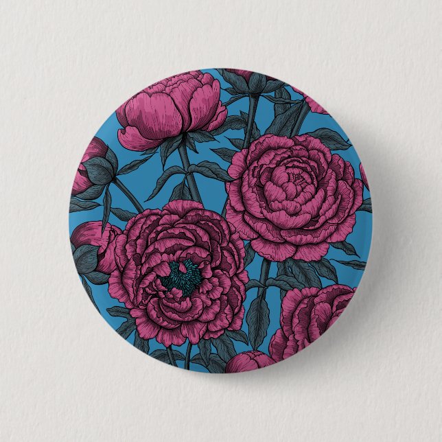 Peony garden 2 inch round button (Front)