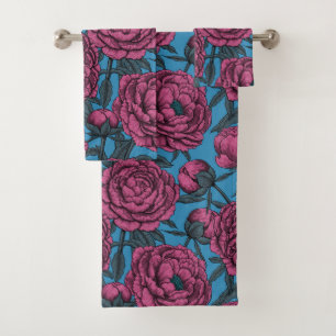 Peony garden bath towel set