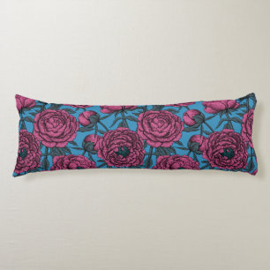 Peony garden body pillow