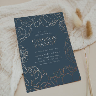 Peony Garden Dark Dusty Blue Floral Bridal Shower