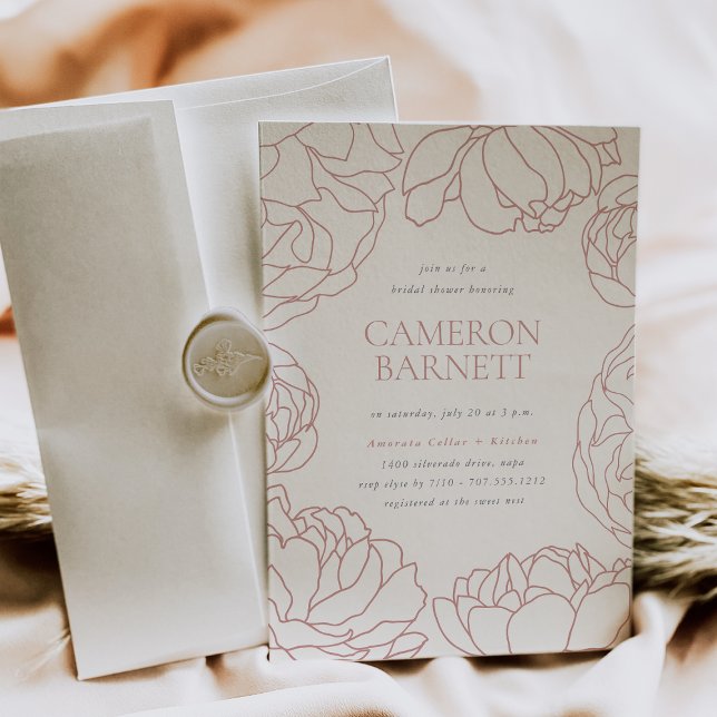 Peony Garden Dusty Rose Floral Bridal Shower Invitation (Creator Uploaded)