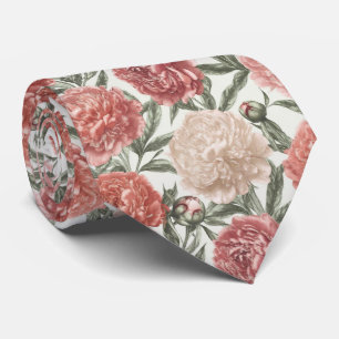 Peony Garden Floral Pattern Tie
