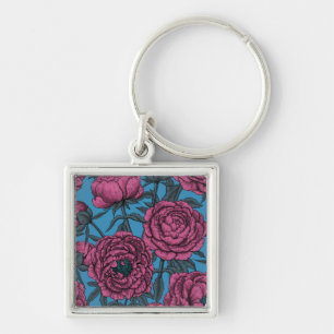 Peony garden keychain
