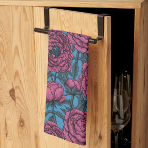 Peony garden kitchen towel