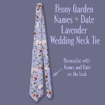 Peony Garden Names   Date Lavender Wedding Tie<br><div class="desc">Hidden inside is a sweet reminder of the Bride and Groom's name and the date. Beautiful floral pattern featuring bouquets of peonies,  berries and eucalyptus. ~ Look for the complete suite of wedding stationary in the Peony Garden Wedding Suite Collection.</div>