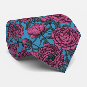 Peony garden neck tie