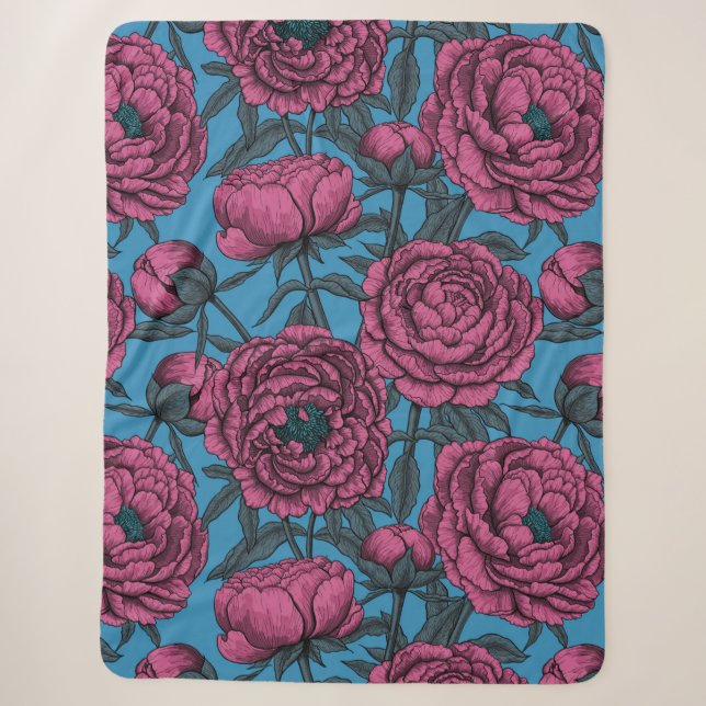 Peony garden sherpa blanket (Front)