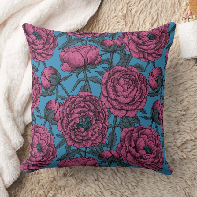 Peony garden throw pillow (Blanket)
