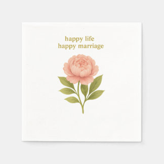 Peony — Happy life, happy marriage Napkin